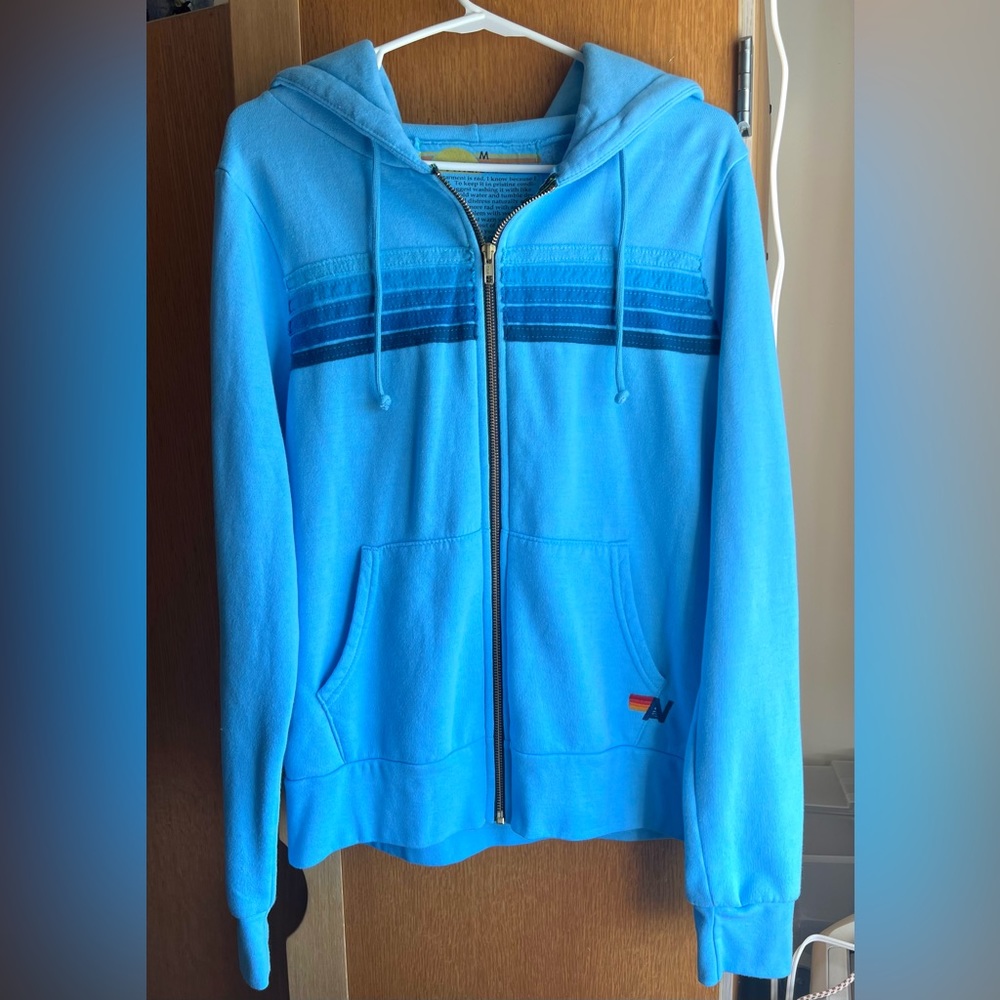 Aviator Nation Zip-Up Hoodie Sweatshirt, M, Blue
